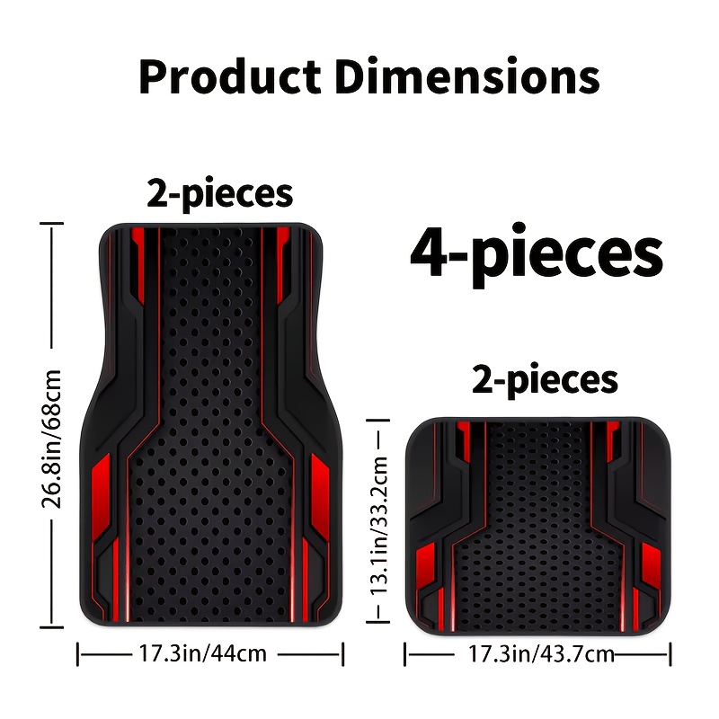 TEMU 2d 4pcs Red And Hole Pattern Printed Car Floor Mats - Easy To Clean And , Suitable As Decorative And Protective Accessories For ', Stylish And