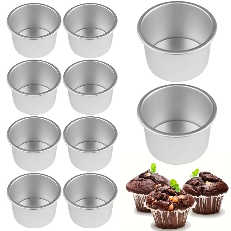 TEMU 10pcs High-quality Aluminum Mini Round Cake Molds With Removable Base, Durable And , Small Cheesecake Silvery Baking Tray Bread Pizza Chiffon
