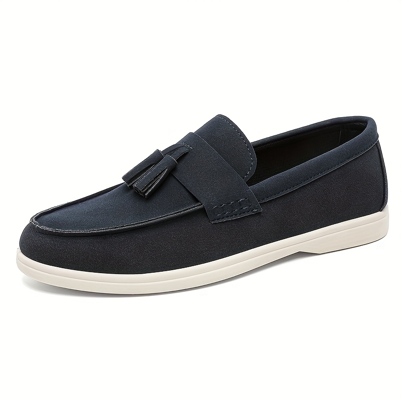 mens slip loafers navy blue cover white rubber sole - Temu display picture 2