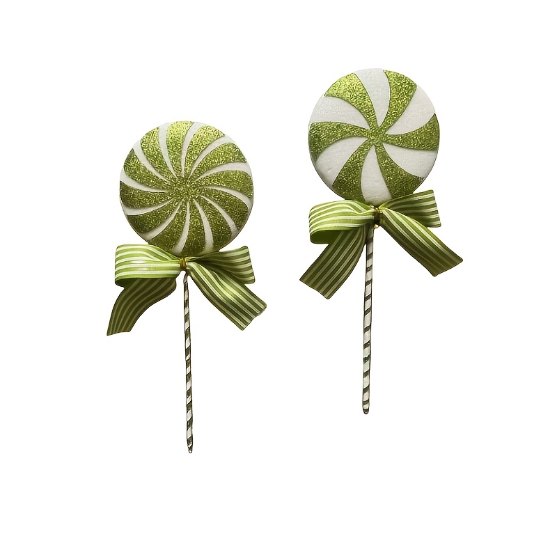 TEMU Christmas Tree Decorations, A Set Of 2 Foam Candy Lollipops With Spray Bows, Perfect For Topping Your Christmas Tree And For Decor, Ideal For