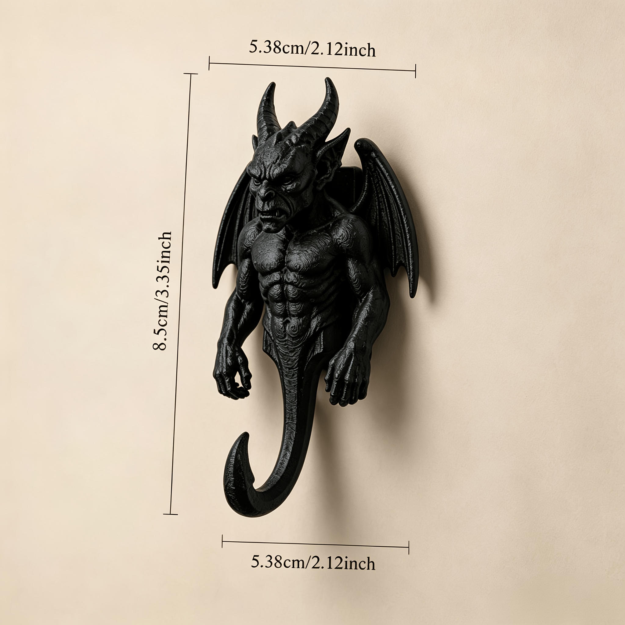 TEMU Gargoyle Hook 3d Printed Gothic Style Wall Hanger, Entryway Behind-the-door Key And Bag Organizer, Halloween Decoration