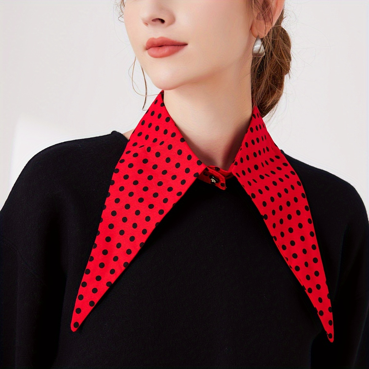 

Red Polka Dot Collar Necktie For Women - Polyester Material, Hand Wash Or Dry Clean, Knit Style