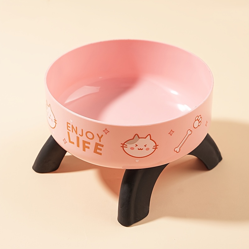 TEMU Erhöhte Edelstahl-Futterschale für Haustiere, Kippsicher, Rutschfestes Design, Niedliches Musterdesign, Geeignet für kleine Katzen und Hunde zum