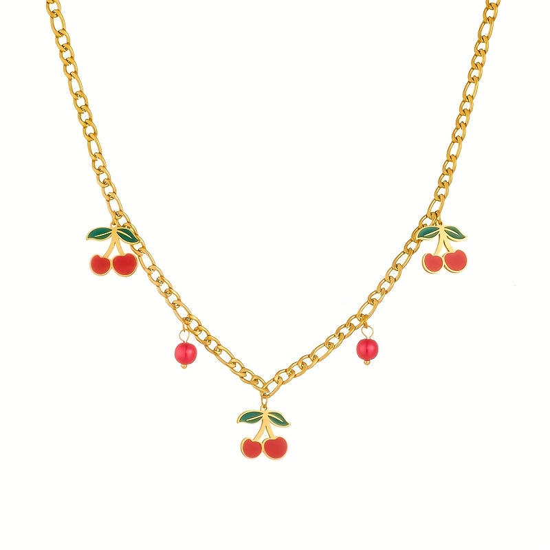 Women's Fashionable Cherry Pendant Necklace