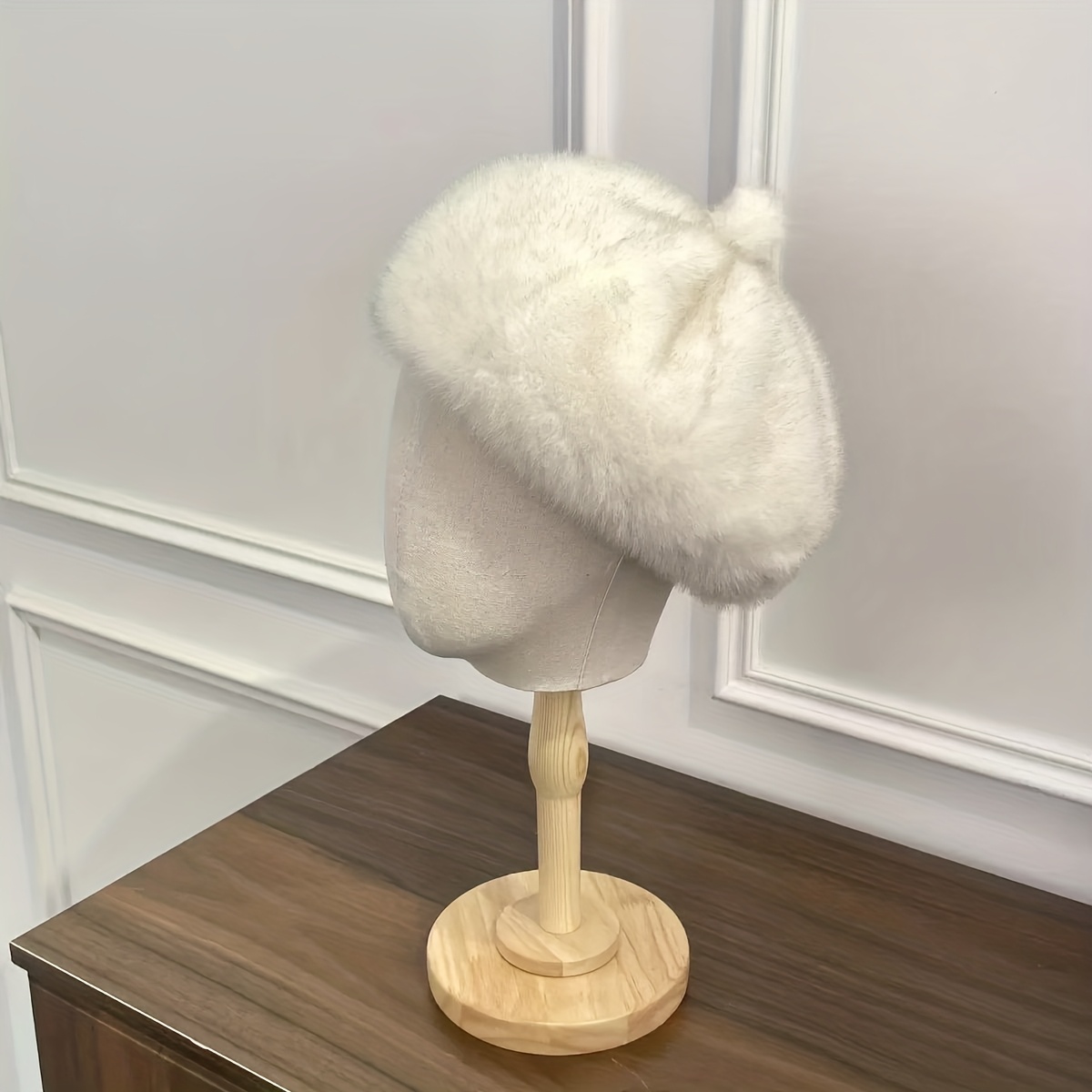 womens winter plush beret hat fluffy beanie like chic french  display picture 1
