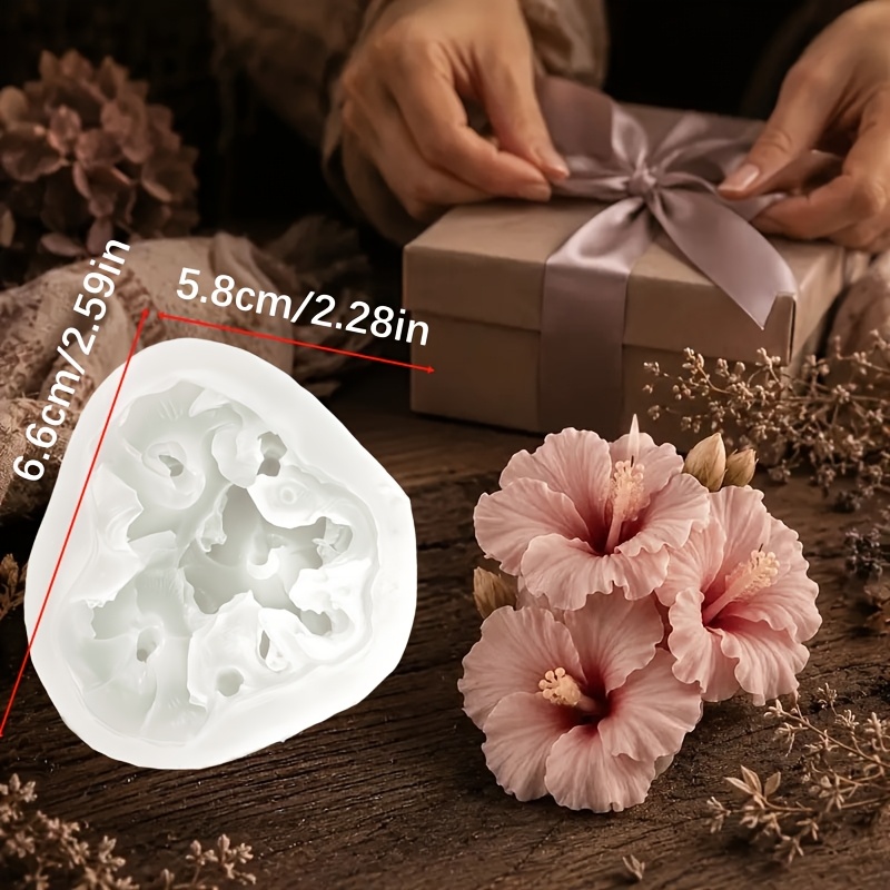 TEMU 1pc Beautiful Hibiscus Bouquet Shaped Silicone Mold. Suitable For Scented Candles, Gypsum Ornaments, Resin Casting, Cement Crafts, Ideal For