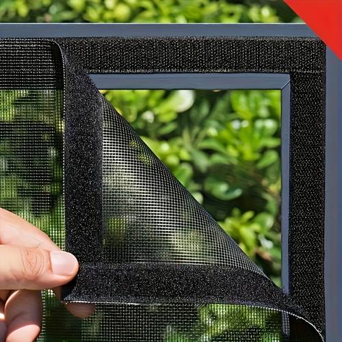 juego de pantalla antimosquitos autoadhesiva para interior/exterior sin taladro, cinta contra moscas e insectos, instalación en ventanas abiertas, diseño sin costuras, malla de poliéster finamente tejida, control de plagas , ideal para y apartamentos