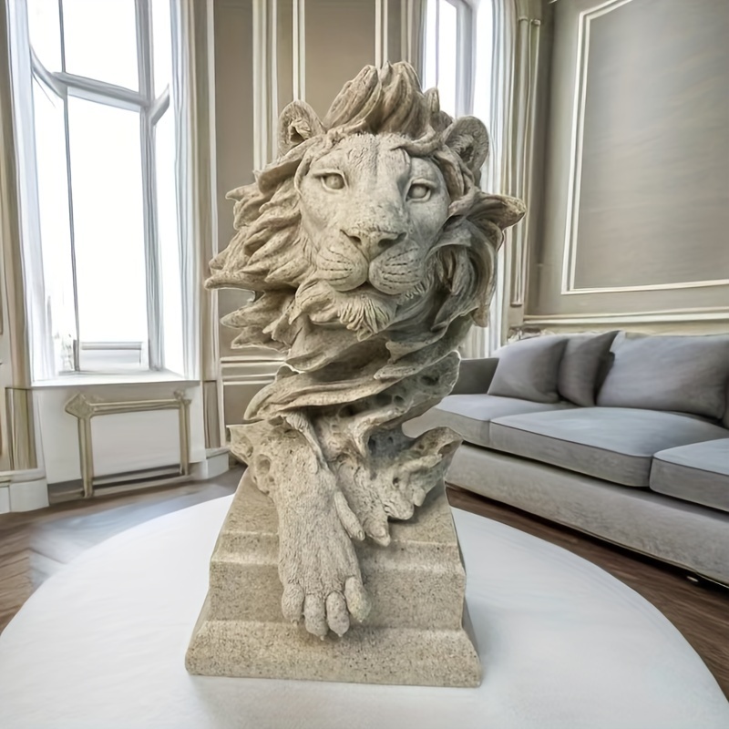 Image of Sandstone Lion Statue - King Of - Family Study And Living Room Statue Decoration, Great Collection Sculpture, High-end Statue Gift