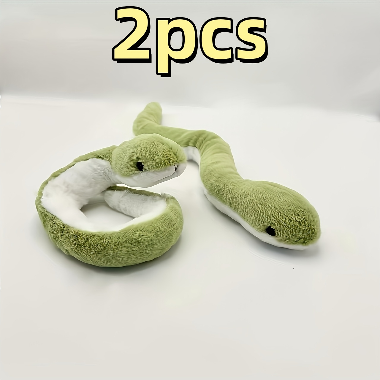 

2pcs Cute Plush Snake Cat Toys, Bite-resistant & Soft - Ideal For Interactive , Green With White Accents, Cat Toys For Indoor Cats