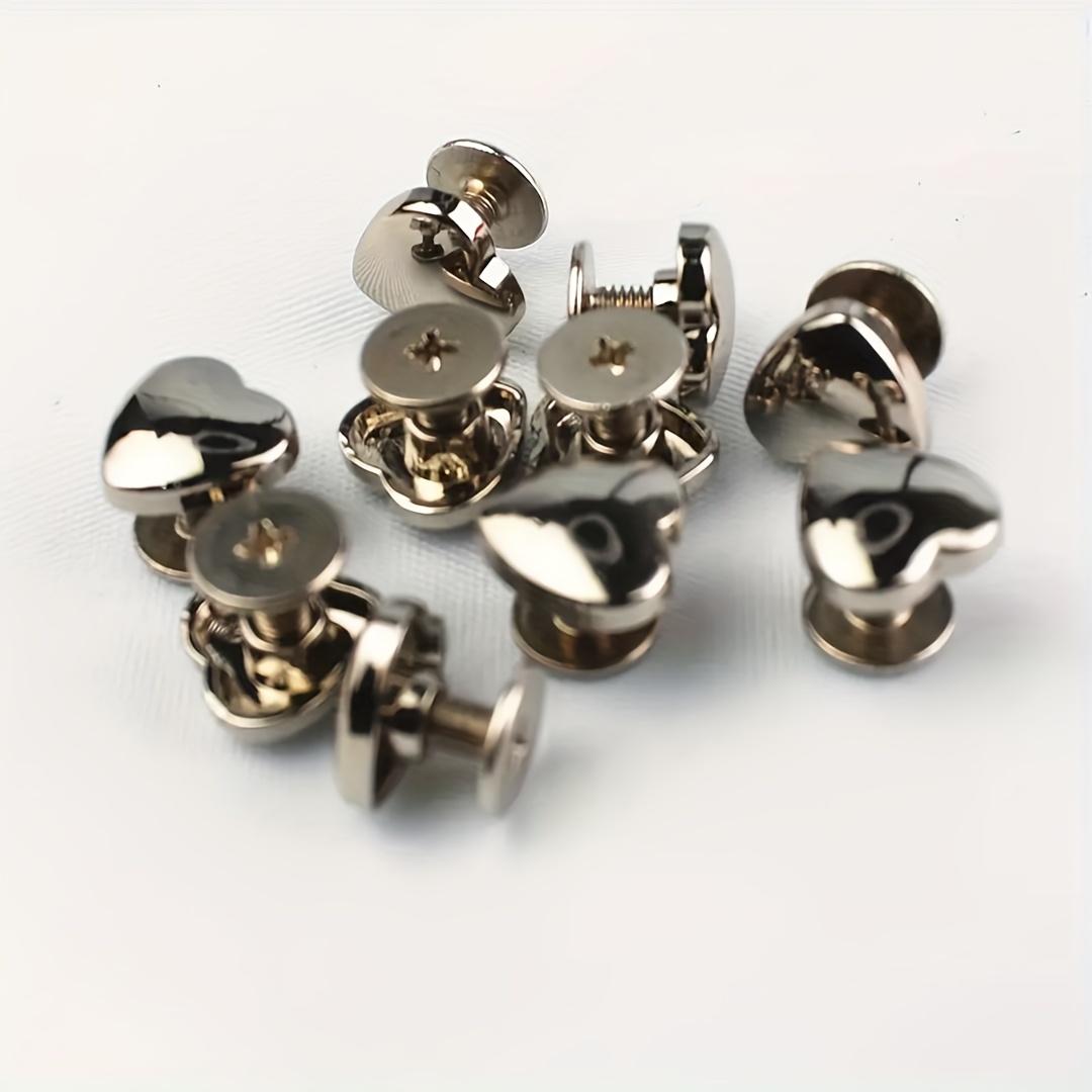 10set 14mm Heart Shape Metal Screwback Rivet Screw Studs Nail For Leathercarft Garment Belt Wallet Bag Decoration Accessories
