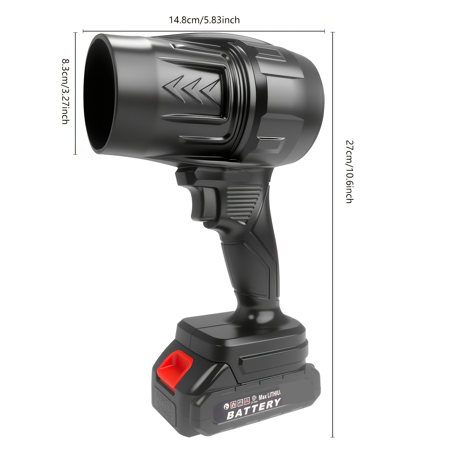 high power cordless blower industrial powerful fan with large capacity lithium battery speed switch used for streets cars leaf blowing Product details 3