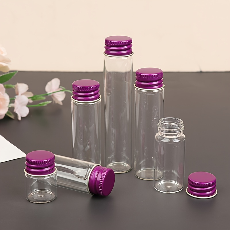 

10pcs Mini Glass Jars With Aluminum - Hypoallergenic, Spices, Candy, Pills & Crafts - Assorted Sizes (5ml To 26ml)