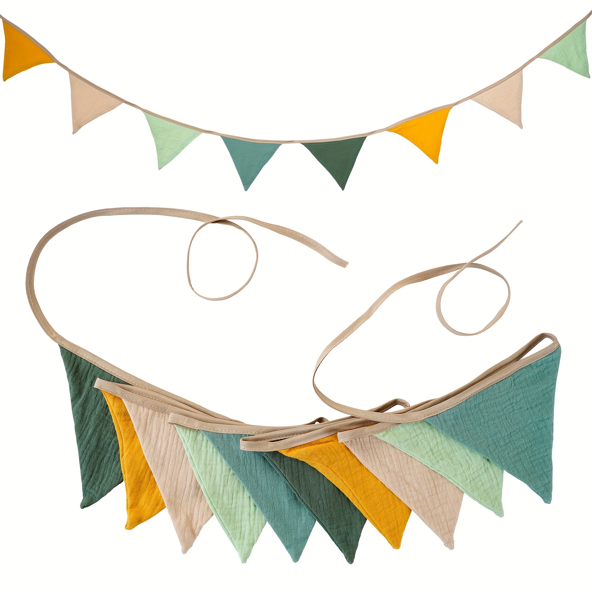 2.6m Nursery Solid Candy Fabric Bunting 10 Triangle Pennant Flags Party Decor Banner Home Shower Carnival Garland