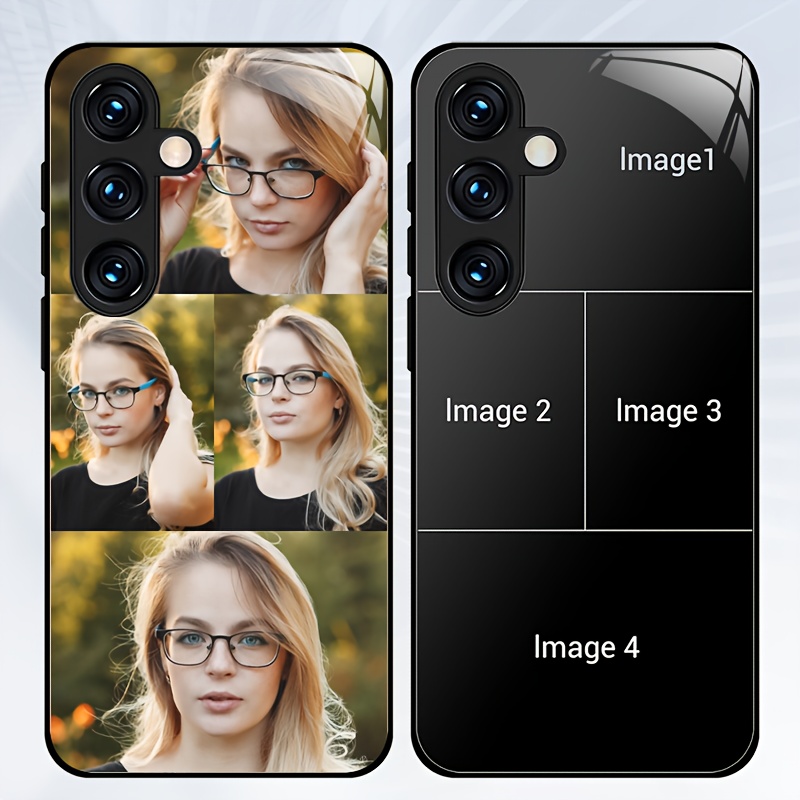TEMU Étui de téléphone : Étuis en verre noir personnalisés compatibles avec for Galaxy S25 S24 S23 S22 S21 S20 A07 A16 A73 A26 Note 20 et plus, Étui