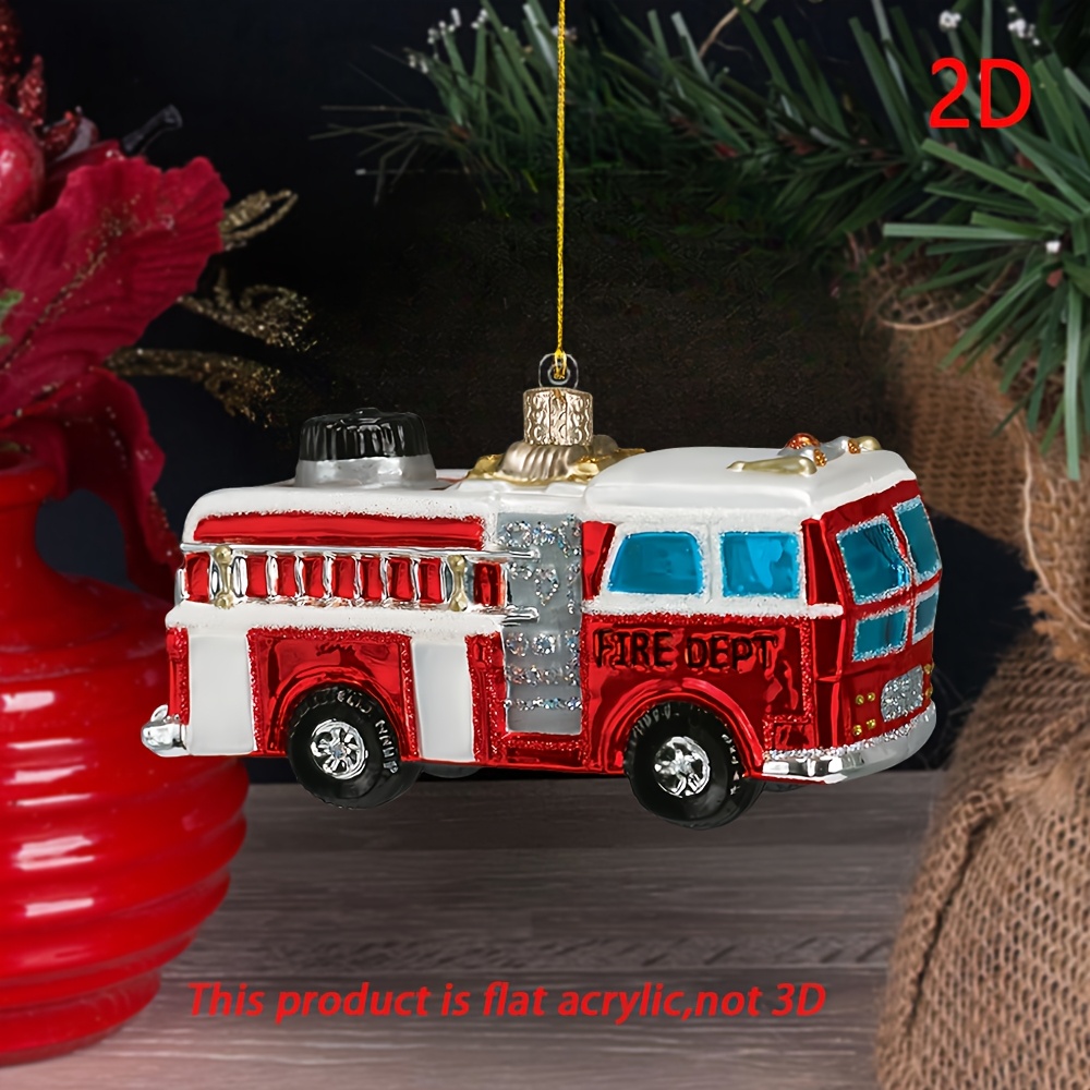 

Fire Engine Acrylic Christmas Ornament - 2d Decoration, Halloween, Christmas & New Year Gifts