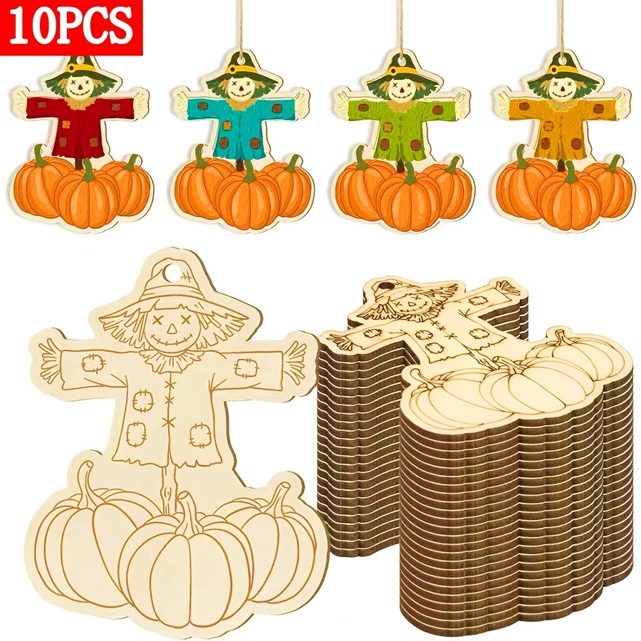 TEMU 10pcs Wooden Pumpkin Shaped Decoration Diy Handmade Painting Home Decoration Birthday Wedding Theme Party Decoration Family Gathering Door