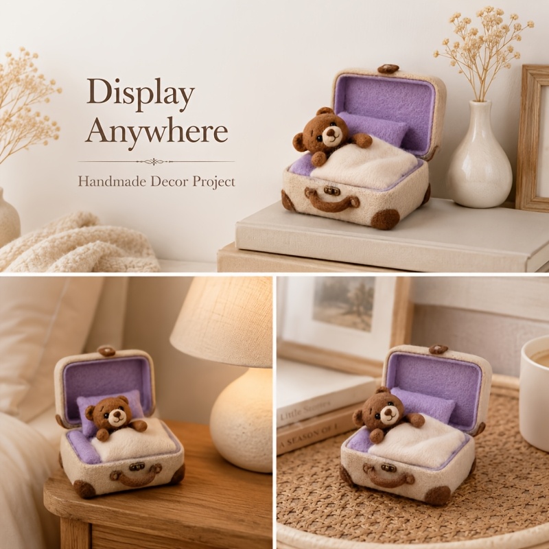 Animal Needle Felting Kit, Beginner Bear Felting Craft with Tutorials