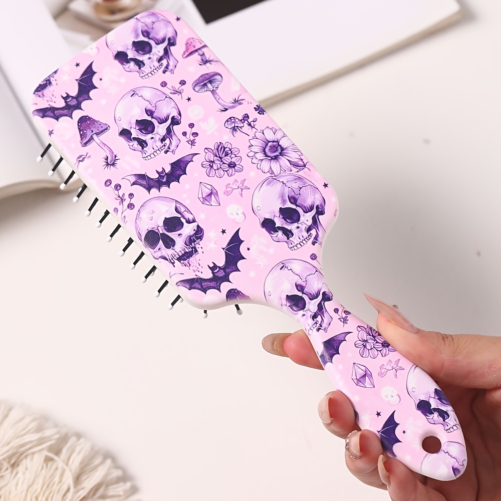 TEMU Gothic Design Hair Comb, Scalp Massage Comb, Anti-static, Comfortable Grip Hairbrush, Hair Comb, Durable Abs Handle Comb, Nylon Bristles,