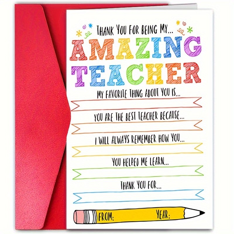 

1pc Funny Teacher Appreciation Card, Creative Patterns, The Best Gift For Teachers, Teacher Appreciation Week