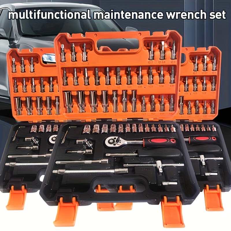 

1 Set Of 151/53pcs Professional Car Repair Tool Box: Portable, , Easy-to-use Ratchet Wrench Set - Suitable For Car, Ship, Motorcycle Repair, Home Industrial Repair - Includes Portable Box