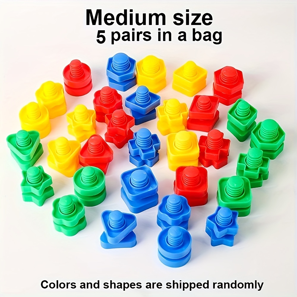 5/10 Screw-nut Building Blocks Toy, Plastic Interlocking Toy, Exercise Hand-eye Coordination, Halloween, Thanksgiving, Christmas Gift, Random Shapes And Colors.