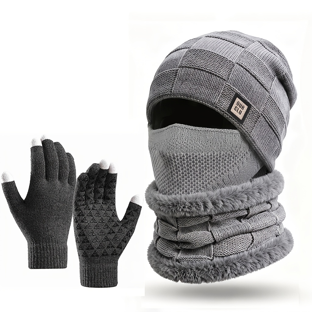 Winter Plush Lined Ear-Covering Hat Set Unisex