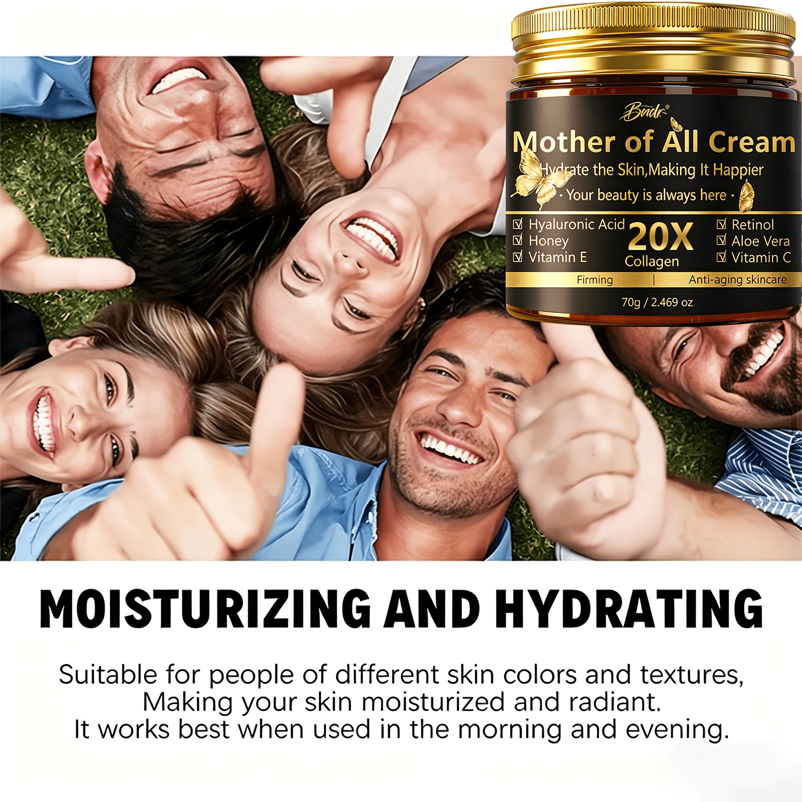Mother of for all cream / 20X Day And Night face Cream / Collagen Lift And Tight Face Cream with Retinol, Collagen, Hyaluronic Acid And Vitamin C / Moisturizing And Smoothing for All Skin Types / Alcohol-Free, 120-Hour Hydration