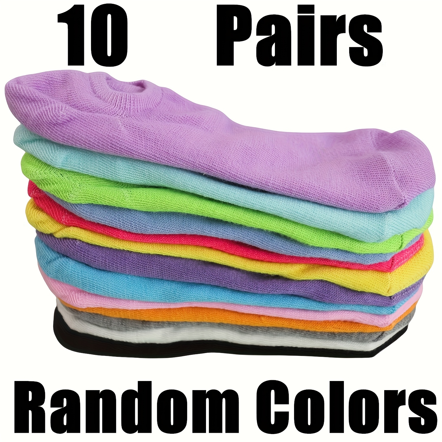 E-shop 10 Paar Unsichtbare Socken, Bonbonfarben, Low Cut Bootssocken, Ankelsocken, Dünne, Flache Damensocken, Unifarben