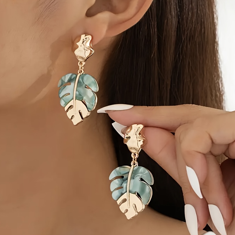 E-shop Ein Paar Vintage Bohemian Style Blätter Ohrringe, die Eleganz ausstrahlen, geeignet für Frauen zum Tragen bei täglichen und Urlauben, ein