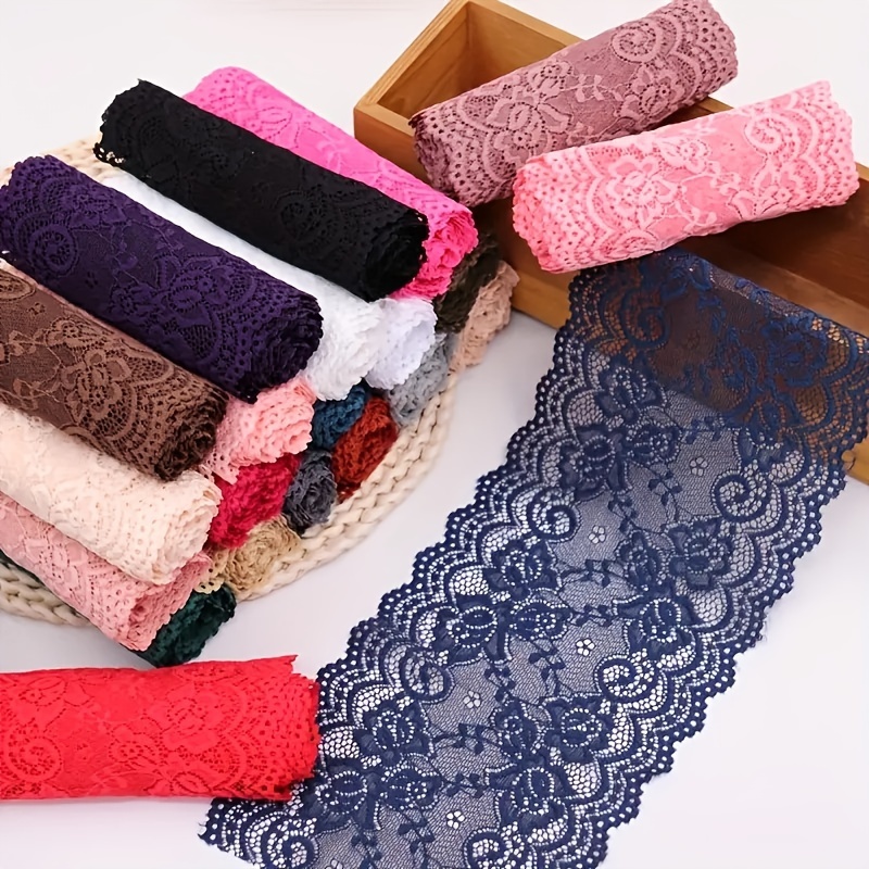 

1pc Lace Trims, 15cm Wide Stretchy Lace Ribbons By The Yard, Sewing Fabric For Diy Skirts And Clothing, Craft Material