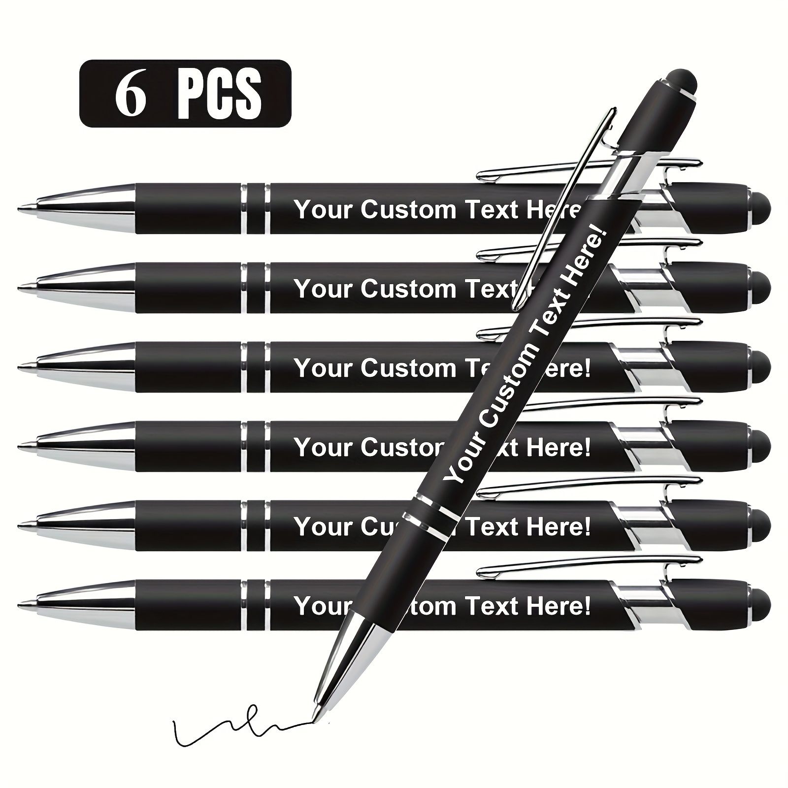 6pcs Custom Metal Ballpoint Pens, Moderately Weighted With Smooth Writing, Suitable For Office And School Use. Personalized Engraving Makes Them An For Holiday Gifts Or Custom Presents For