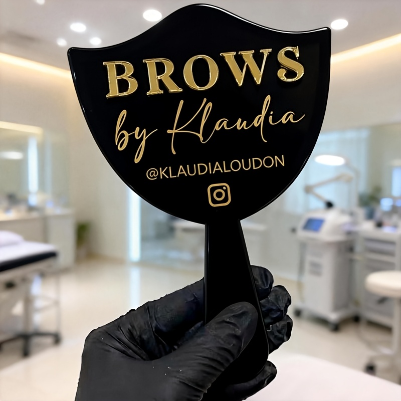 TEMU Personalized Custom Eyebrow Technician Tools, Handheld Mirror, Social Media, Eyelash Extensions, Face Paddle, Decoration, Aesthetic Logo
