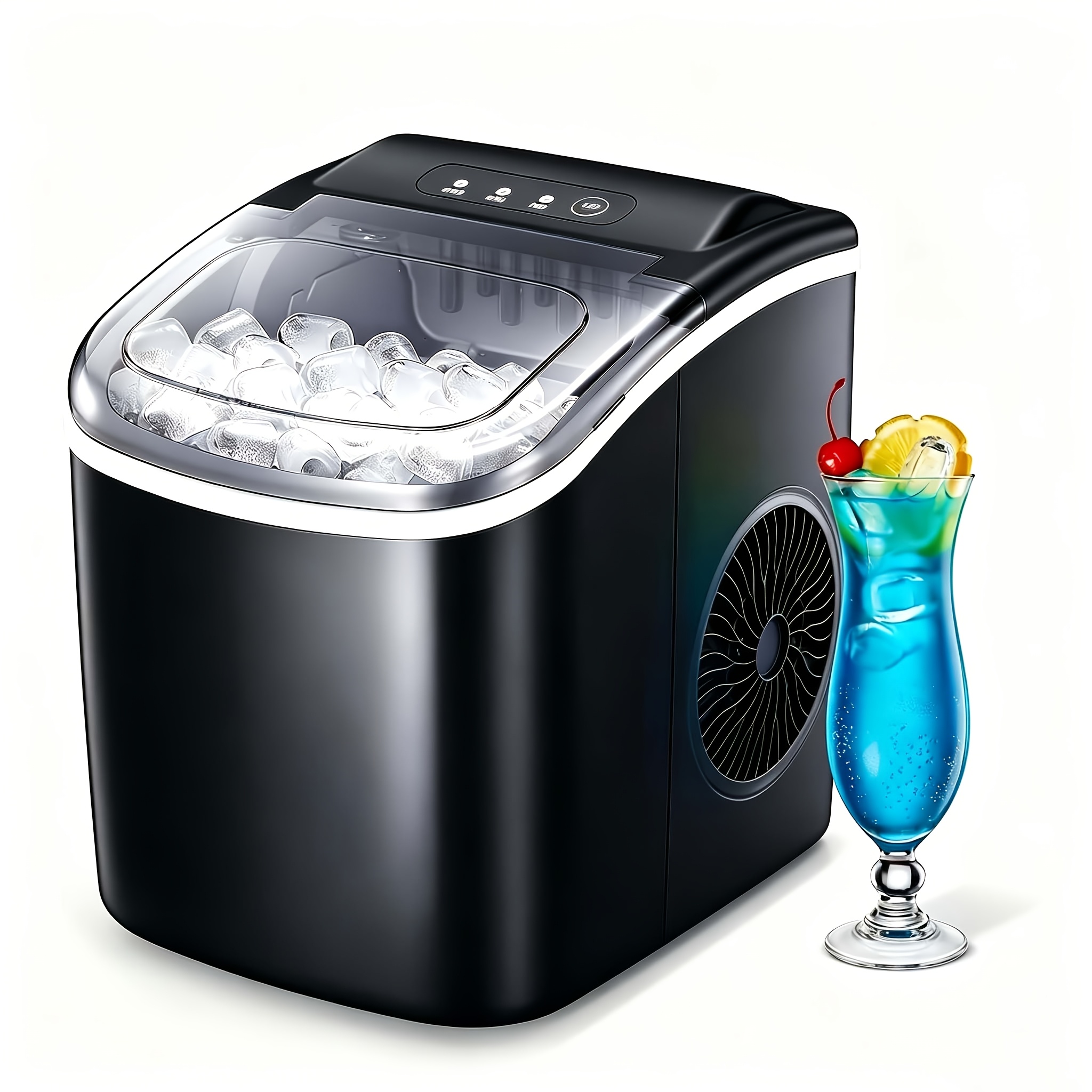 TEMU Countertop Ice Maker With Soft Chewable Pellet Ice, Pebble Portable Ice Machine, Self-cleaning, Ice, Operation, For Kitchen, Office Stainless