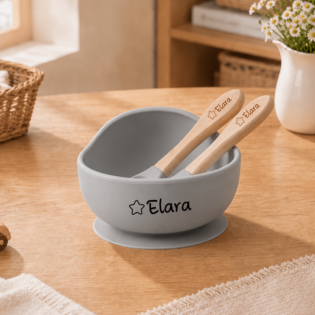TEMU Custom Name Children Feeding Set, Personalized Children Bowl Spoon And Fork, Kids Tableware For Travel Restaurant Grandma House And Daycare,