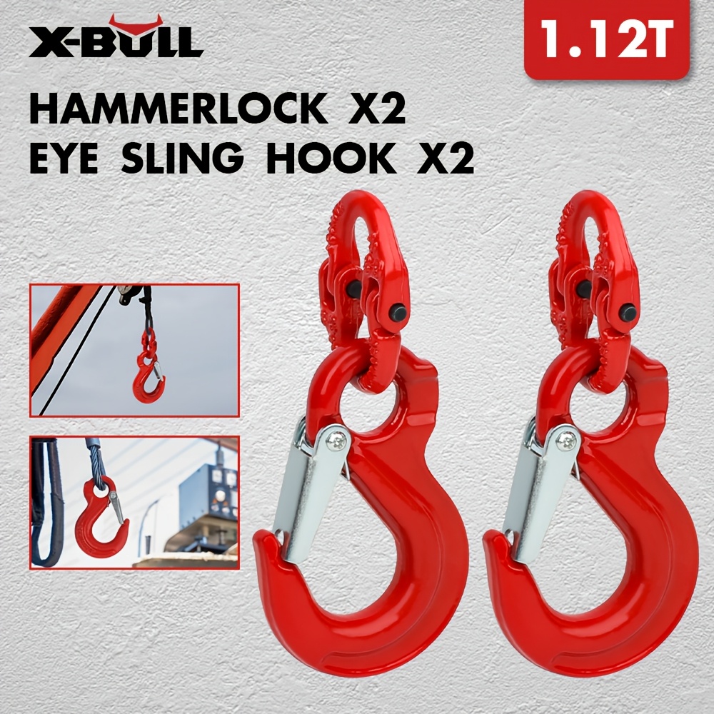 TEMU 2 Pack Hook With 6mmheavy Duty Safety Latch Swivel Winch Hook Fit For Trailer Safety Chain Trailer Connecting Extend, 1.12t Working Load
