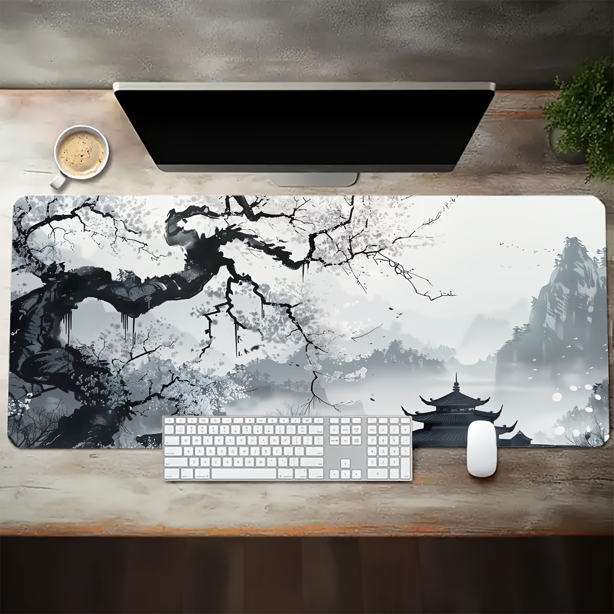 

-large Ink Mouse Pad - 35.4 X 15.7" Desk Mat , And Keyboard Pad, For School