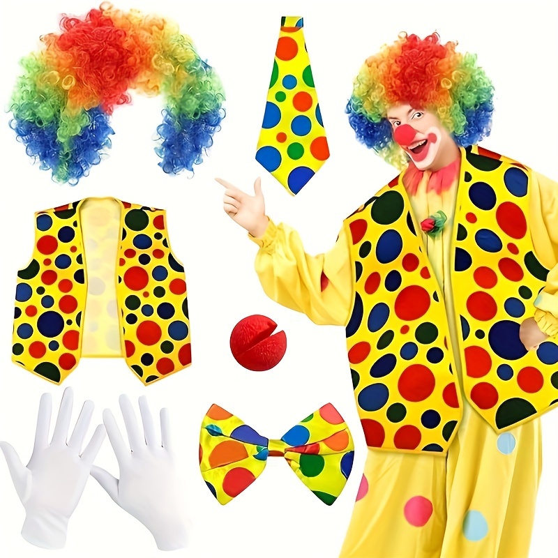 Clown Kostüm Für Kinder Mädchen – Komplett-Set Mit Perücke, Nase & Tasche – Für Karneval & Halloween