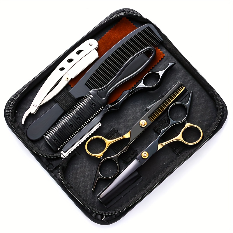 

8-piece Unisex Adult Hair Shears Set - Right Hand Oriented, 6 Inch Texturizing Scissors For Normal Hair - Relaxed Textured Hair Compatible, Unscented Haircutting And Styling Tools With Case