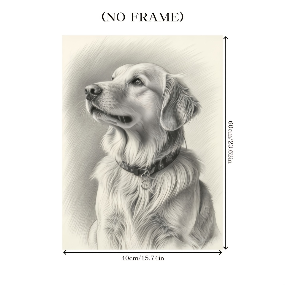 TEMU 1 Customized Pet Black And White Sketch, Frameless/framed Canvas Poster, Sketch Art Decoration Painting, Suitable For Home Decoration, Perfect