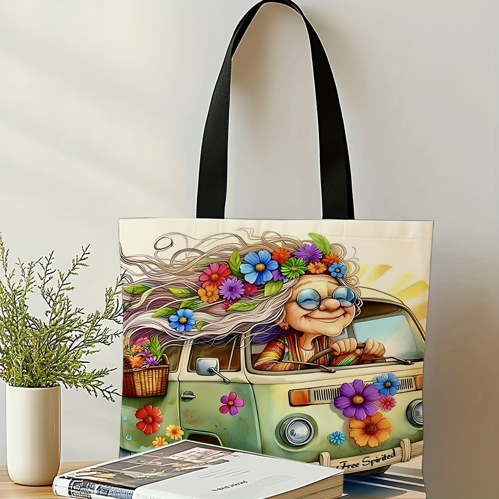 Gift For Her/him 1pc Grandma Driving Shopping Bag Birthday Gift Foldable Travel Storage Shopping Bag Reusable