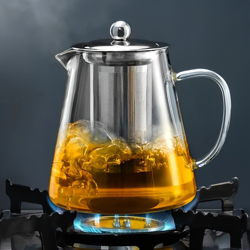 

A Glass Teapot With A Stainless Steel Filter - In 18.6 Oz And 43.96 Oz , Heat-resistant, Dishwasher Safe, Tea Enthusiasts.