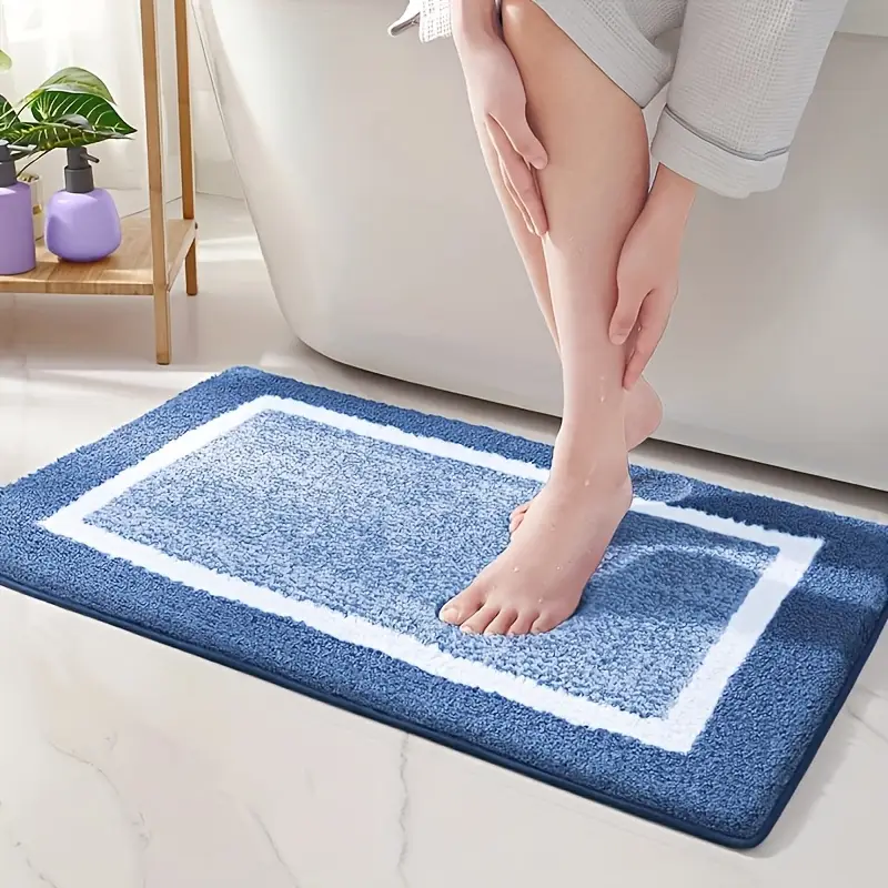 1pc thick and soft fleece bathroom carpet absorbent and non slip mat bathroom decoration and accessories bathroom thick mat absorbent mat household and non slip bathroom floor mat Product details 3