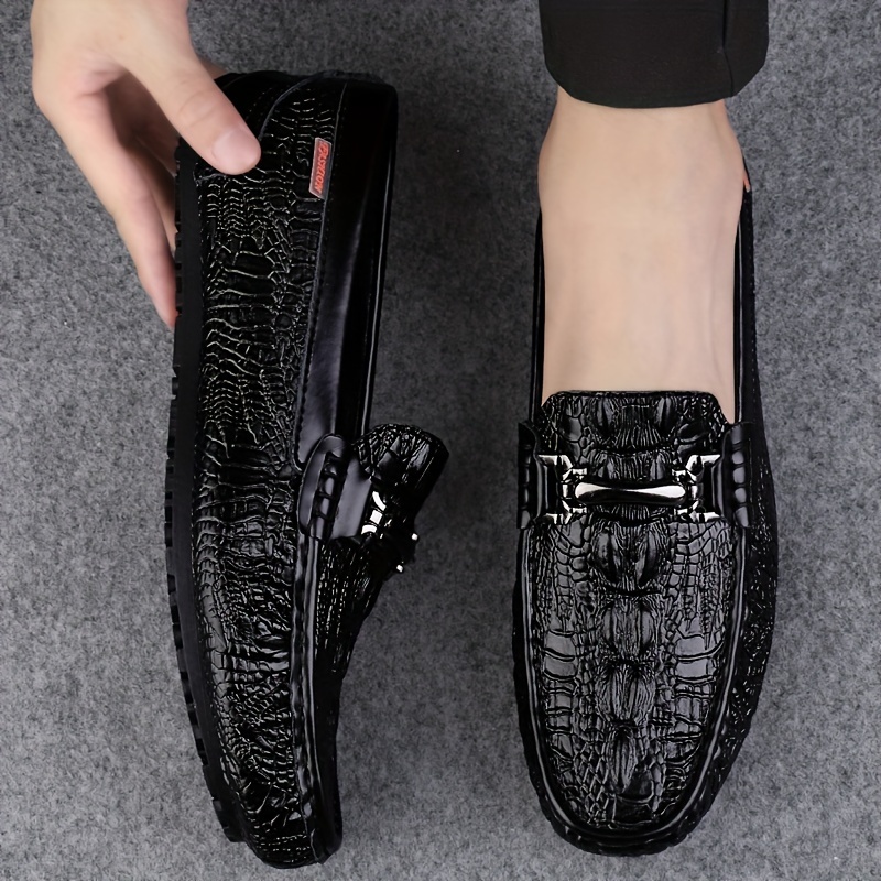 mens solid color lightweight slip on split upper loafer shoes comfy non slip casual dress shoes mens footwear details 1