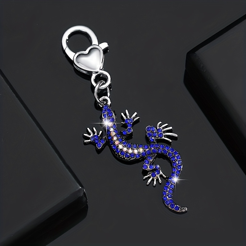 TEMU 1pc Men's Lizard Keychain - Heavy-duty Alloy Lizard Charm With Sparkling /green/golden/grey/golden-tone Accents, Scratch-resistant & High
