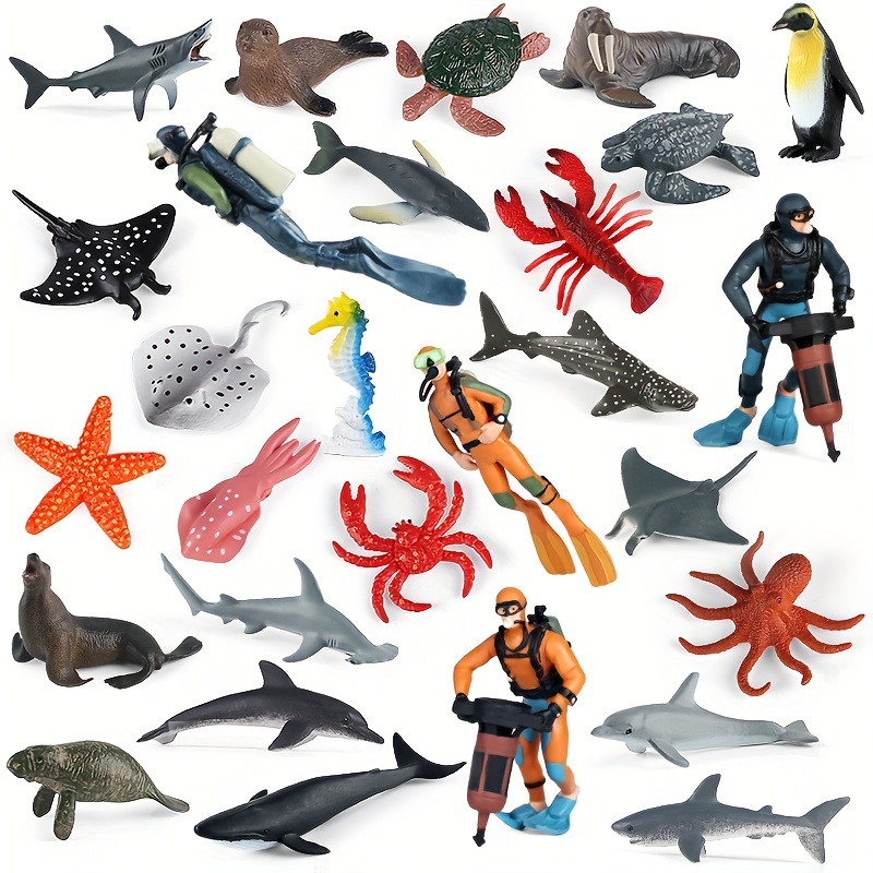 12 mini bébés animaux marins en plastique coloré figurine jouet