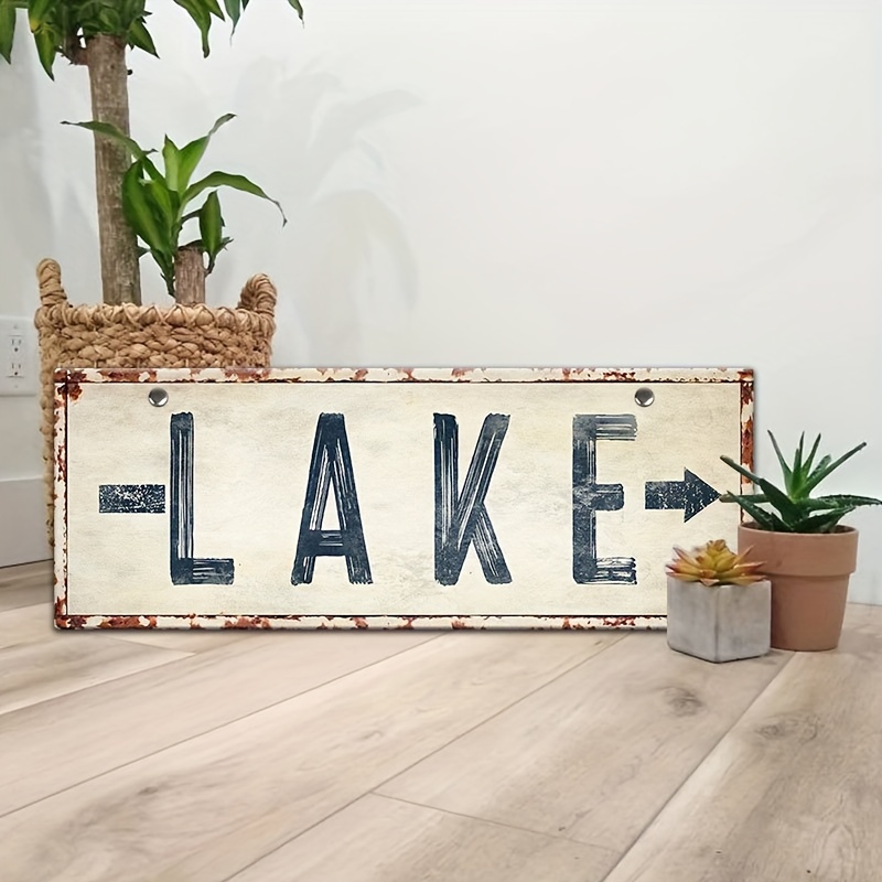 

Vintage Style Nautical Lake Arrow Hanging Sign - Rustic Beach House Decor, Summer Lake & Wall Ornament - Manufactured Wood, No Electricity Required - 5.9x15.7 Inches