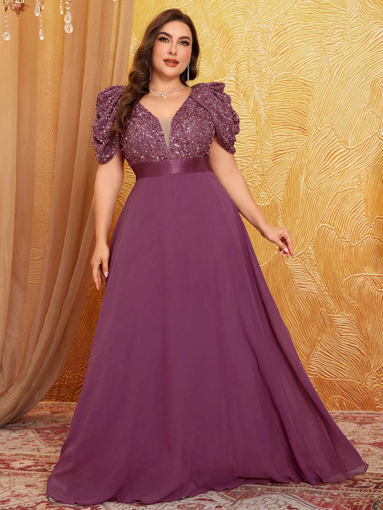 plus size plus size plus size womens v neck puff sleeve - Temu Ireland