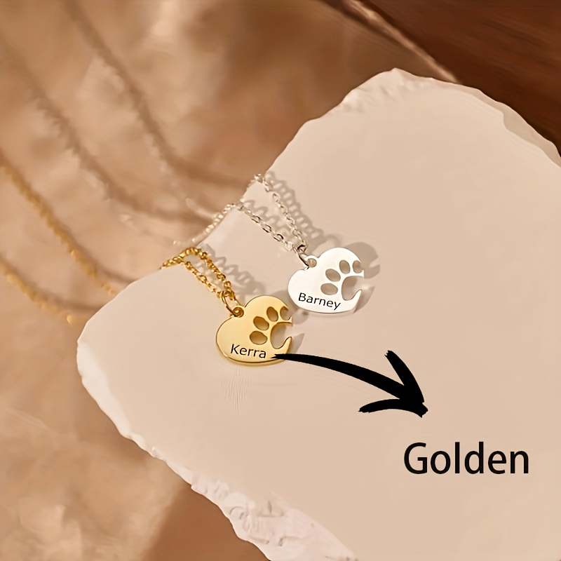 Personalized Dog Paw Heart Pendant Necklace — Custom Gift
