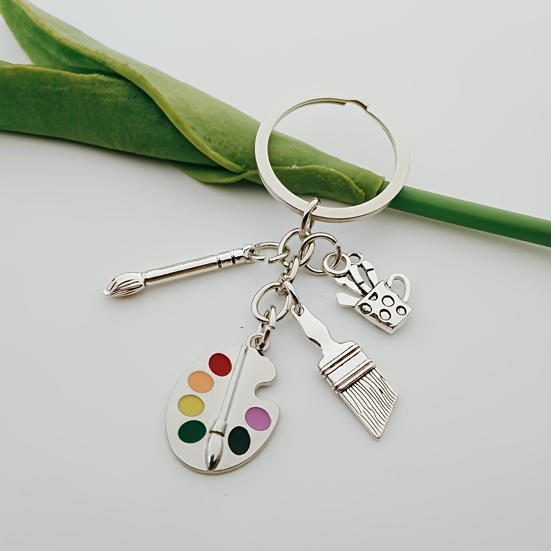 1 Creative Handmade Pen Holder, Brush And Drawing Board, Keyring, Color Palette, Student Gift, Keyring, Handmade Decoration Pendant