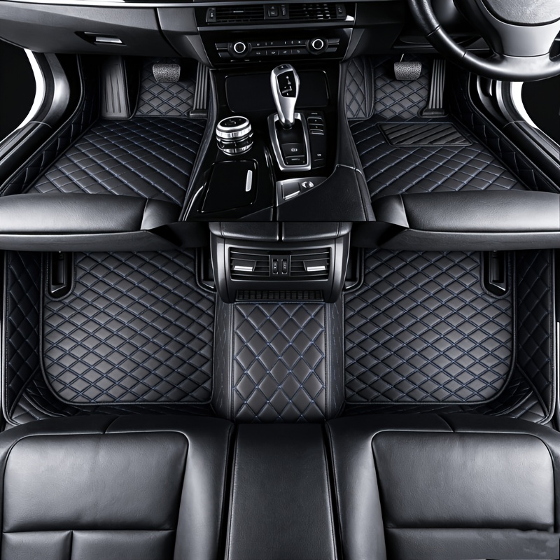 TEMU 5pcs Car Floor Mat Set, High-quality Faux Pu Faux Pu Leather, Full Coverage Protection, Easy To Clean, Tight Fit, Comfortable Driving, Front And